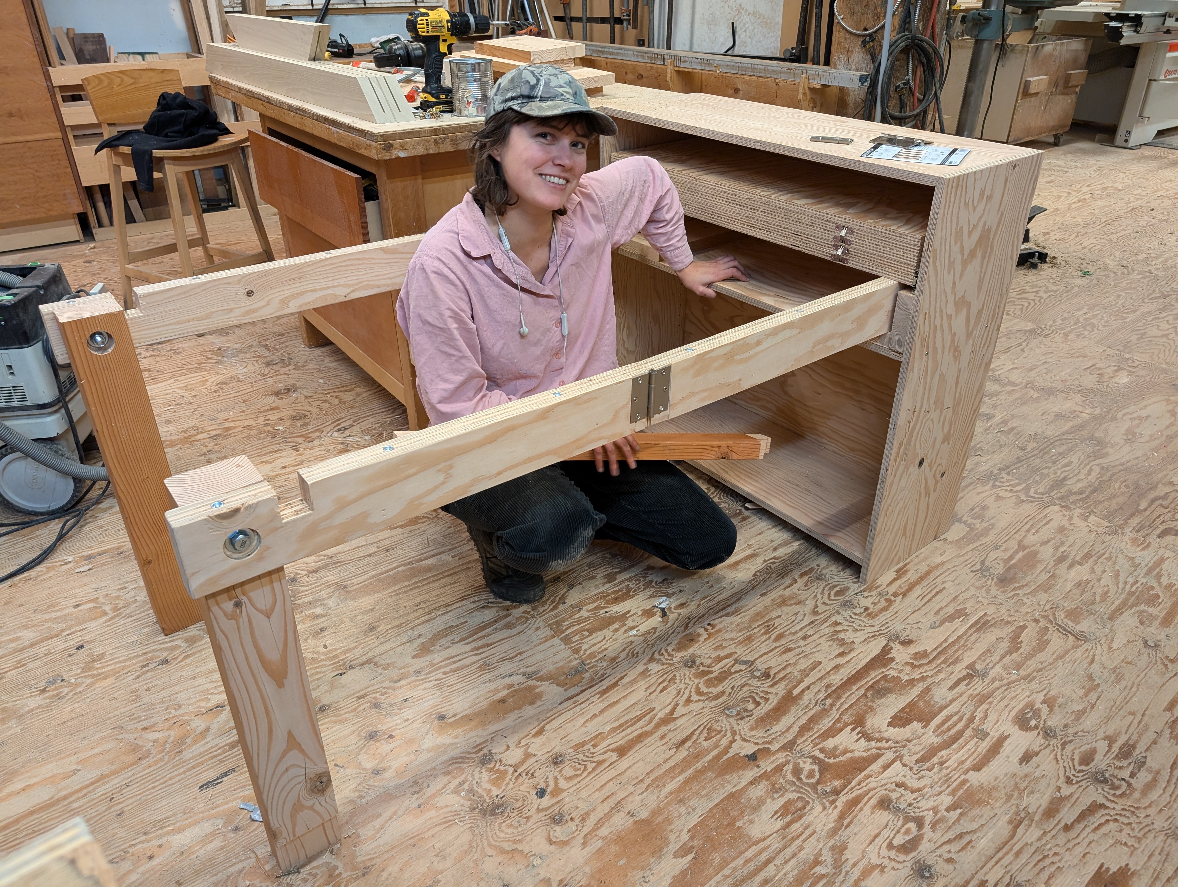 Juliette Stephens in her woodworking shop - Chaos Agent Woodworking
